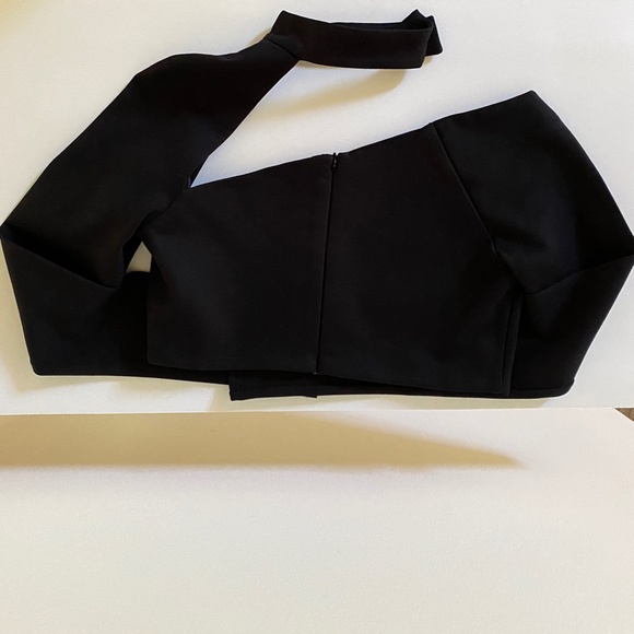 Alexis Black Cut Out Stretch Ponte Asymmetric Crop Top S - Picture 9 of 16